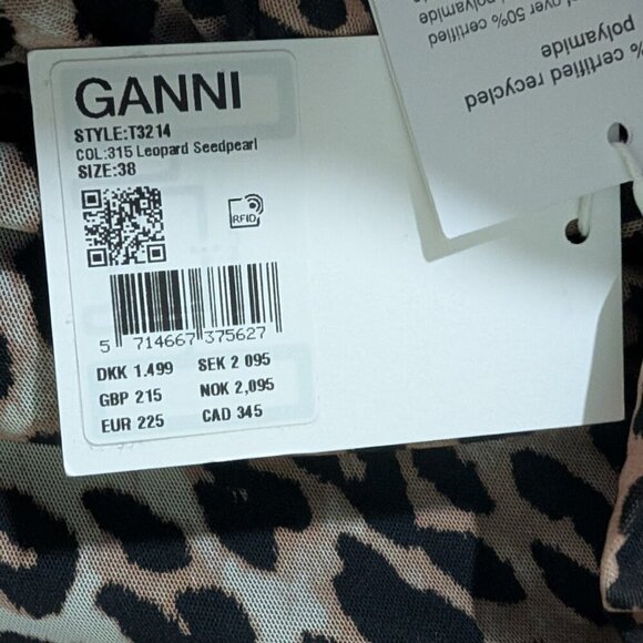 NWT Ganni | Mesh Ruffle Midi Wrap Skirt In Leopard - Picture 9 of 16